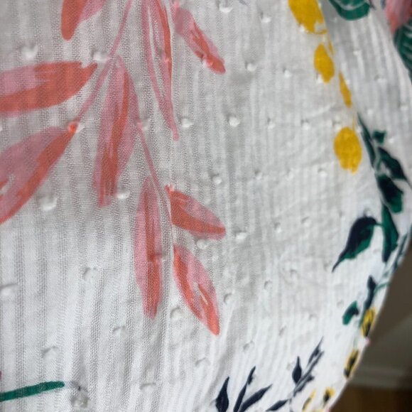 JOE FRESH White Multicolor Floral Ruffle Sleeveless Lined Maxi Summer Dress Sz L - Picture 10 of 12